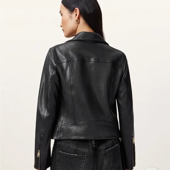 All Saints Dalby Leather Biker Jacket - Picture 2 of 14